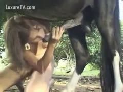 Frisky college with dark hair A married woman blowing a huge beast